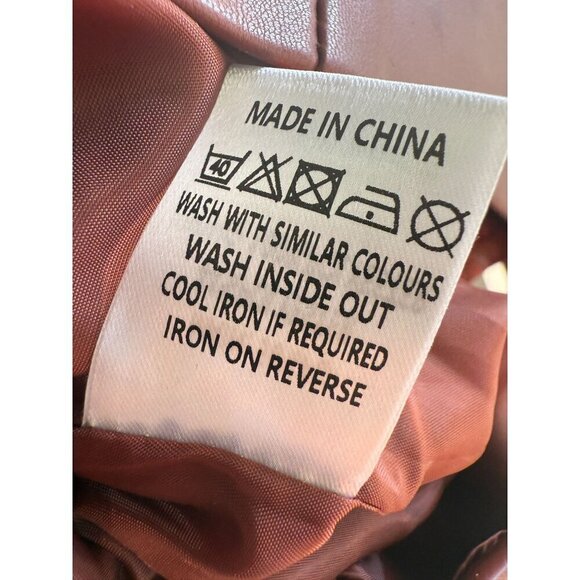 NWT Area Stars Brown Faux‎ Leather Double-Breasted Cropped Blazer Jacket - Picture 9 of 12